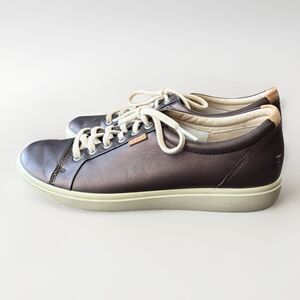 ECCO Soft Women's Sneakers Bronze Leather Lace Up Low Top Comfort Shoes Size 10